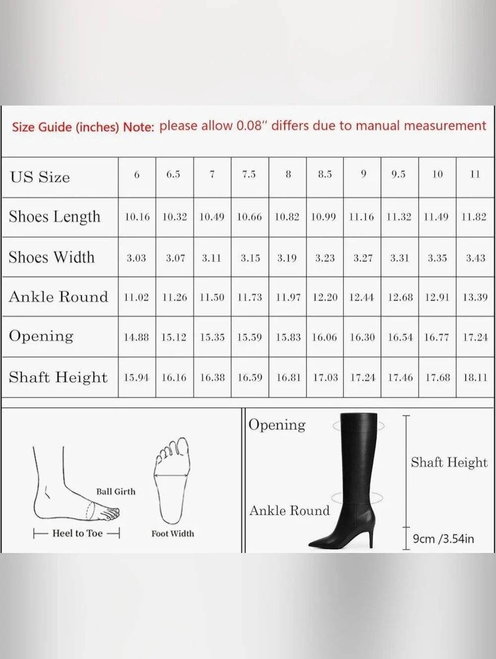 Knee High Boots Women Pointed Toe Tall Boots 3 In Stiletto High Heel Sz 6
